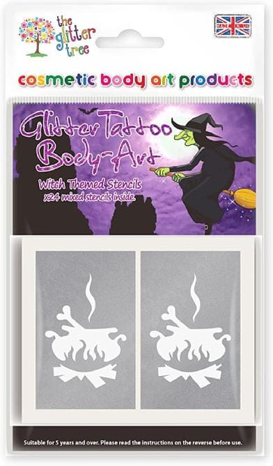 Witches themed glitter tattoo stencils.