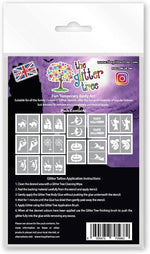 Witches themed glitter tattoo stencils.
